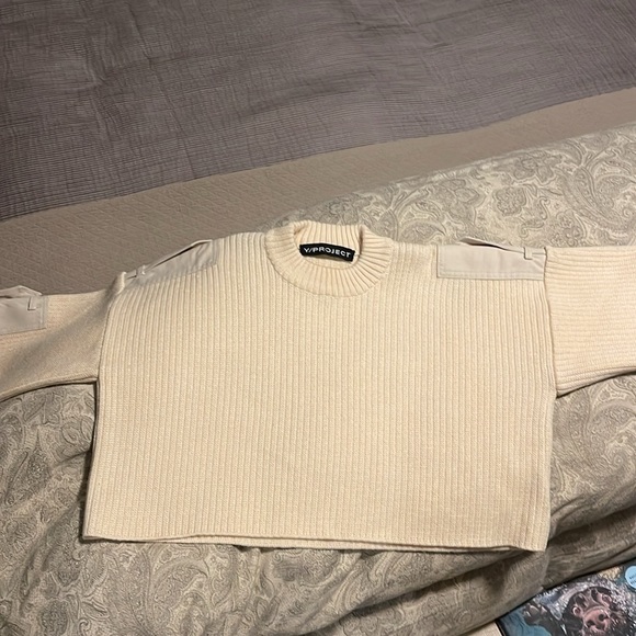 Y/Project cropped Ecru wool sweater with Canvas Embellishments, XS - Picture 7 of 7